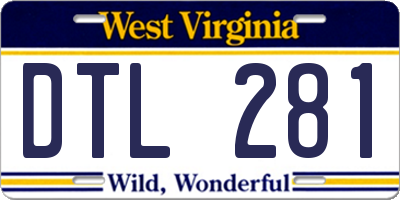 WV license plate DTL281