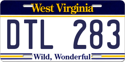 WV license plate DTL283