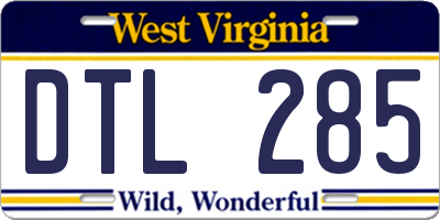 WV license plate DTL285