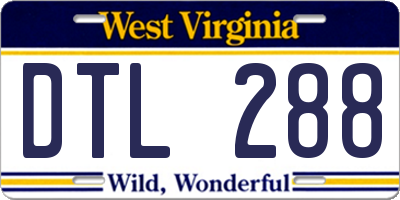 WV license plate DTL288