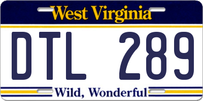 WV license plate DTL289