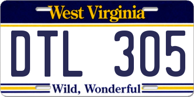 WV license plate DTL305