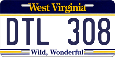 WV license plate DTL308