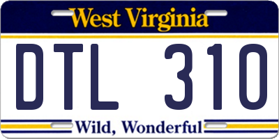 WV license plate DTL310