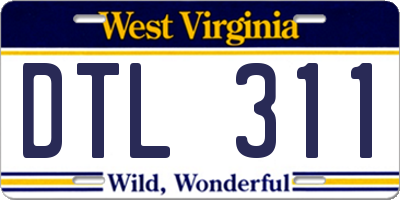 WV license plate DTL311