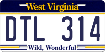 WV license plate DTL314