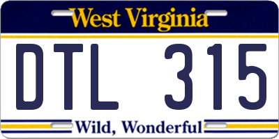 WV license plate DTL315