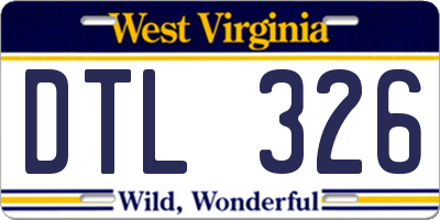 WV license plate DTL326