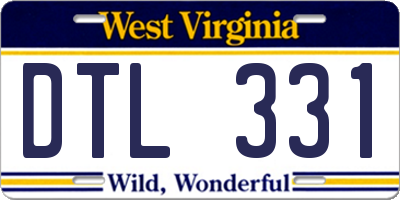 WV license plate DTL331