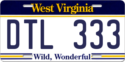 WV license plate DTL333