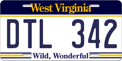 WV license plate DTL342
