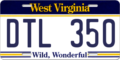 WV license plate DTL350