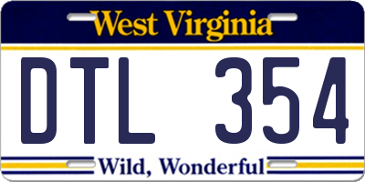 WV license plate DTL354