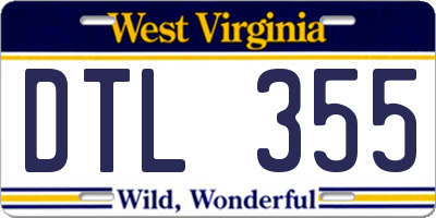 WV license plate DTL355