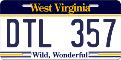 WV license plate DTL357