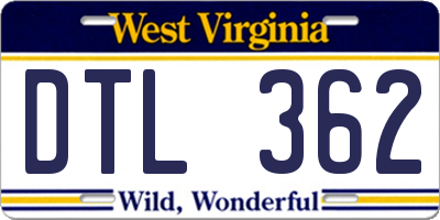 WV license plate DTL362