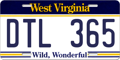 WV license plate DTL365