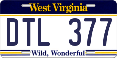 WV license plate DTL377