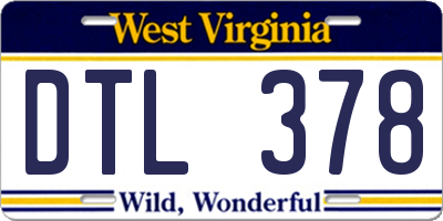 WV license plate DTL378