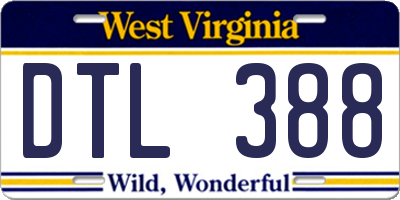 WV license plate DTL388