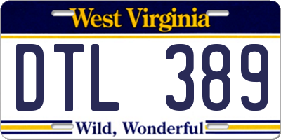 WV license plate DTL389
