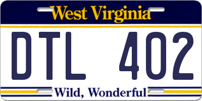 WV license plate DTL402