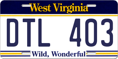 WV license plate DTL403
