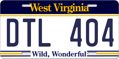 WV license plate DTL404