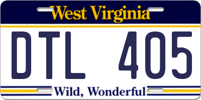 WV license plate DTL405