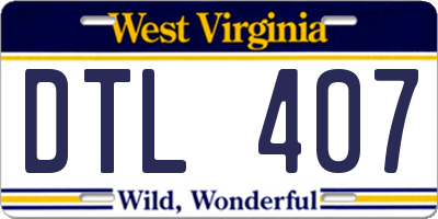 WV license plate DTL407
