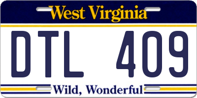 WV license plate DTL409
