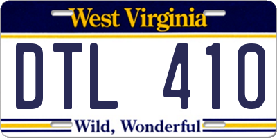 WV license plate DTL410