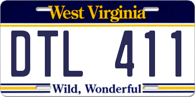 WV license plate DTL411