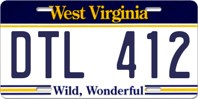 WV license plate DTL412