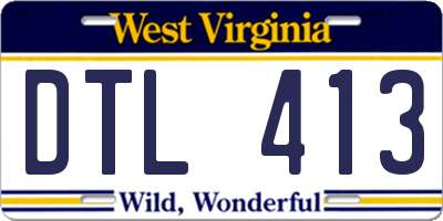 WV license plate DTL413
