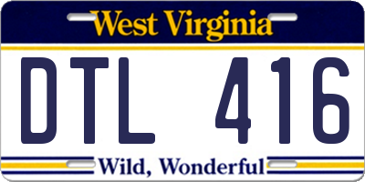 WV license plate DTL416