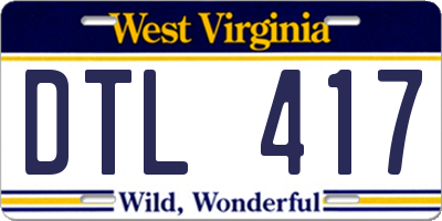 WV license plate DTL417