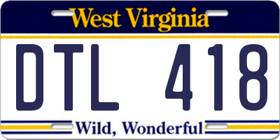 WV license plate DTL418