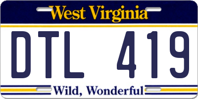 WV license plate DTL419