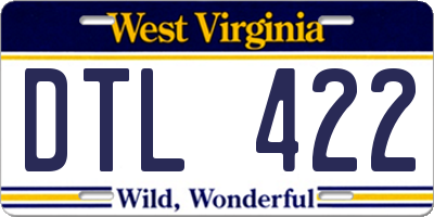 WV license plate DTL422