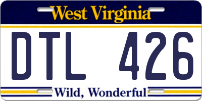 WV license plate DTL426