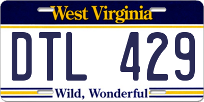 WV license plate DTL429