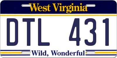WV license plate DTL431