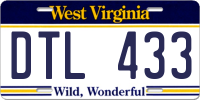 WV license plate DTL433