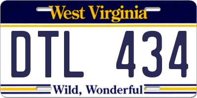 WV license plate DTL434