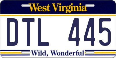 WV license plate DTL445