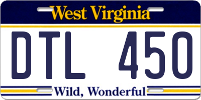 WV license plate DTL450