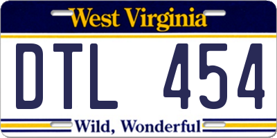 WV license plate DTL454