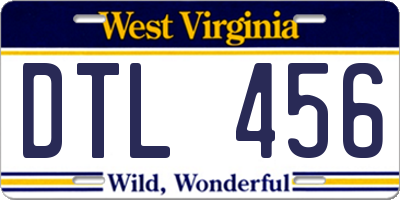 WV license plate DTL456