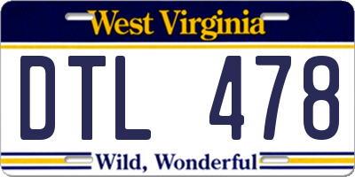 WV license plate DTL478